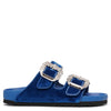 Arizona crystal buckle blue velvet slides