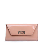 Vero Dodat nude patent leather clutch