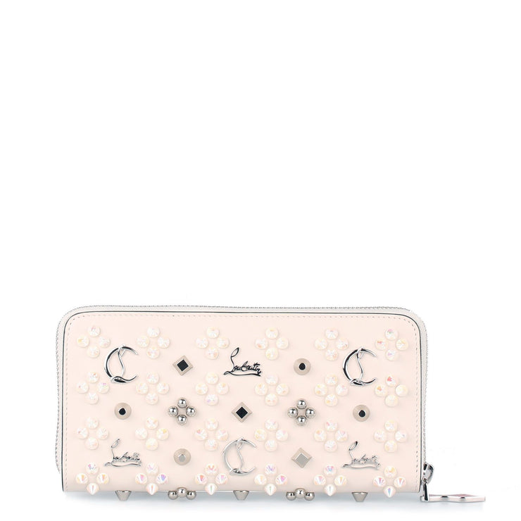 Panettone ivory leather logo studded wallet