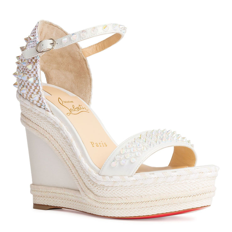 Madmonica 120 white leather wedges