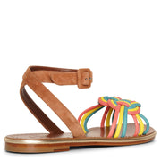 Ella flat leather and suede sandals