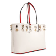 Cabata small spikes white leather tote bag