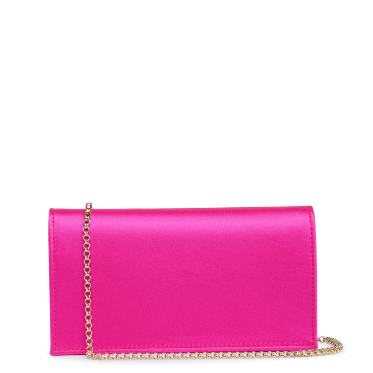 Loubi54 small strass holly pink satin clutch