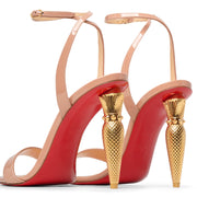 Lipqueen 100 patent nude sandals