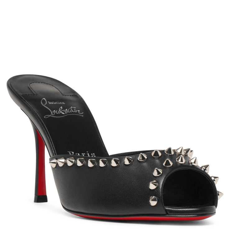 Me Dolly 85 black leather spikes mules