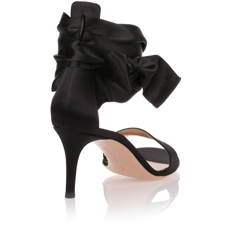 Gala black silk sandal