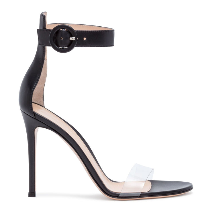 Stella 105 Black Plexi Leather Sandals