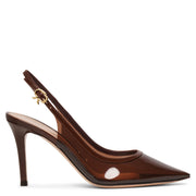 Brown 85 pvc slingback pumps