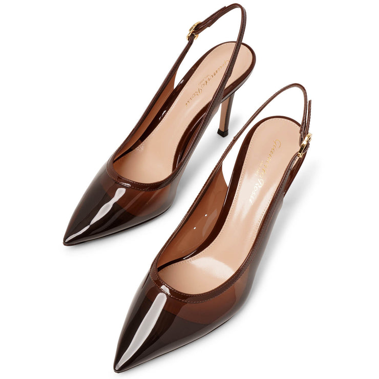 Brown 85 pvc slingback pumps