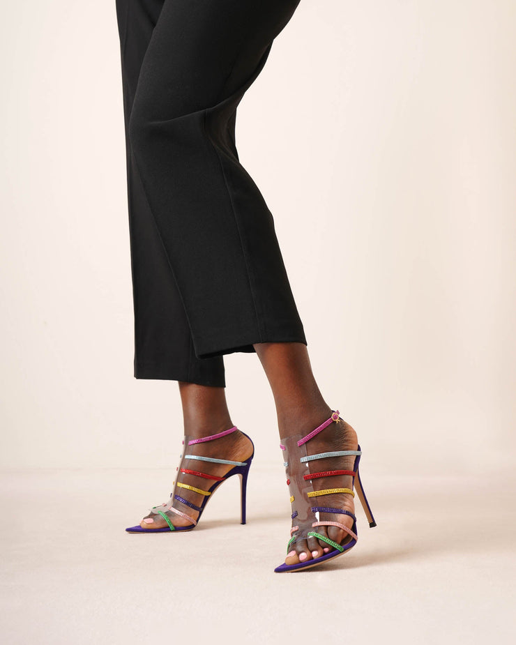 Multicolor crystal sandals