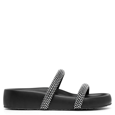 Croisette black crystal slide sandals