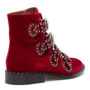 Elegant Flat Dark Red Ankle Boot