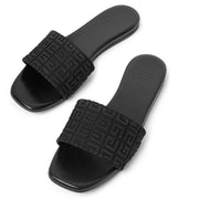 4G black monogram flat sandals
