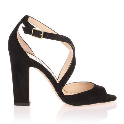 Carrie 100 black suede sandal