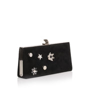 Celeste small black suede clutch