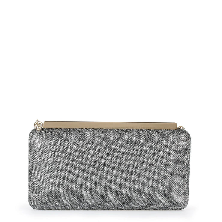 Ellipse grey glitter fabric clutch