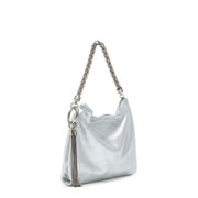 Callie Silver Leather Clutch Bag