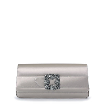 Gothisi silver grey satin clutch