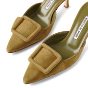Maysale 70 olive suede mules