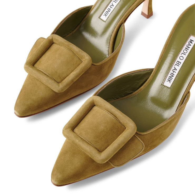 Maysale 70 olive suede mules