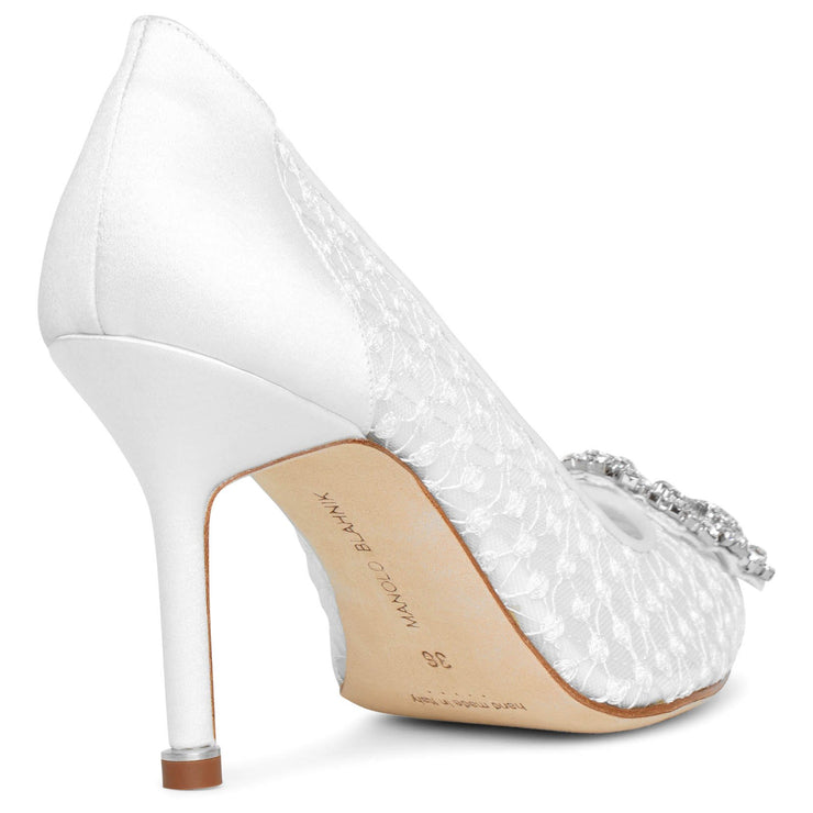 Hangisi 90 white lace pumps