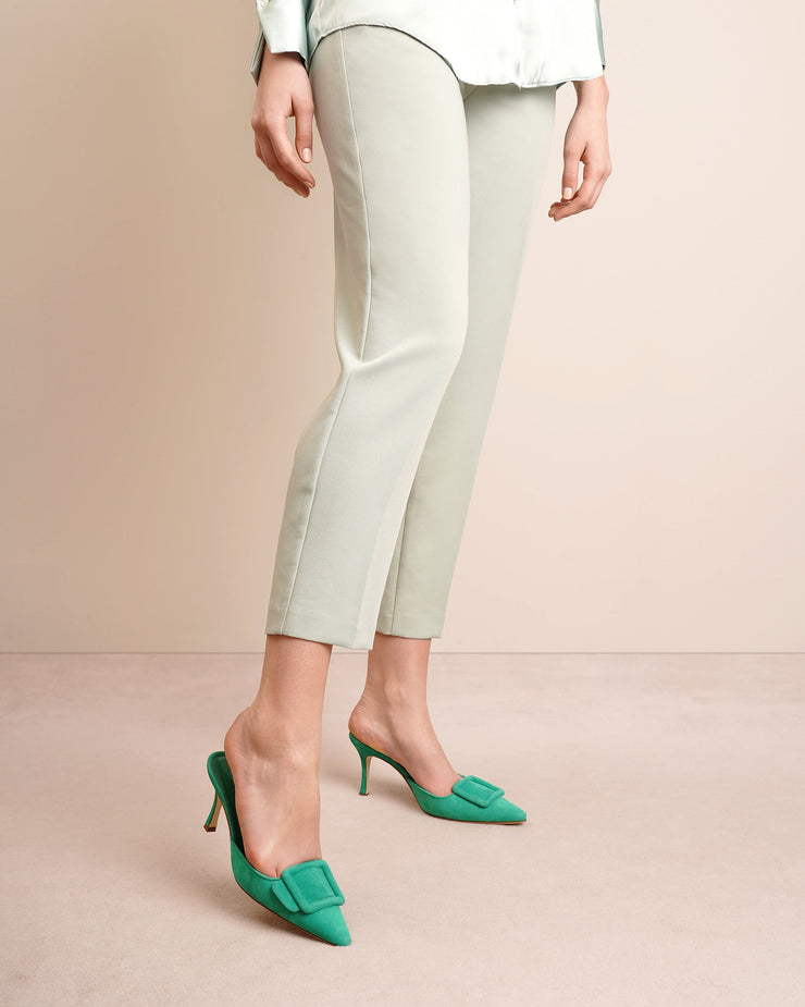 Maysale 70 green suede mules
