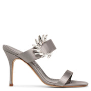 Chivela 90 grey satin mules