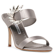 Chivela 90 grey satin mules