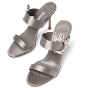 Chivela 90 grey satin mules