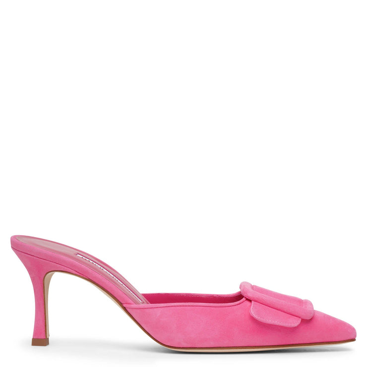 Maysale 70 bright pink suede mules