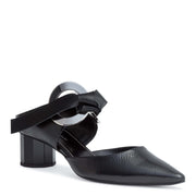 Black leather grommet 40 mules