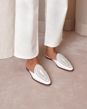 Laser-cut leather half loafers